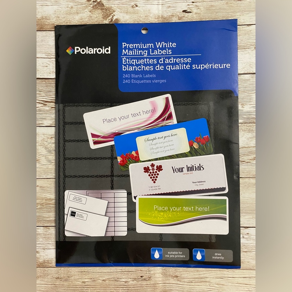 🆕 Polaroid Premium White Mailing Labels 240 Blank Labels 2 5/8" x 1"